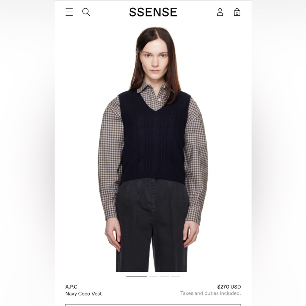 APC navy vest - 100% wool - Medium